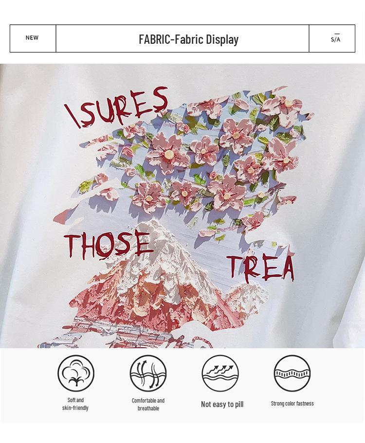 Plus Size Mid-Length Loose Slimming Round Neck Short Sleeve T-shirt for Women (200/300/350 Jin)