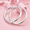 925 Sterling Silver Fashion 50mm Smooth Circle Pierced Earrings Wedding Jewelry