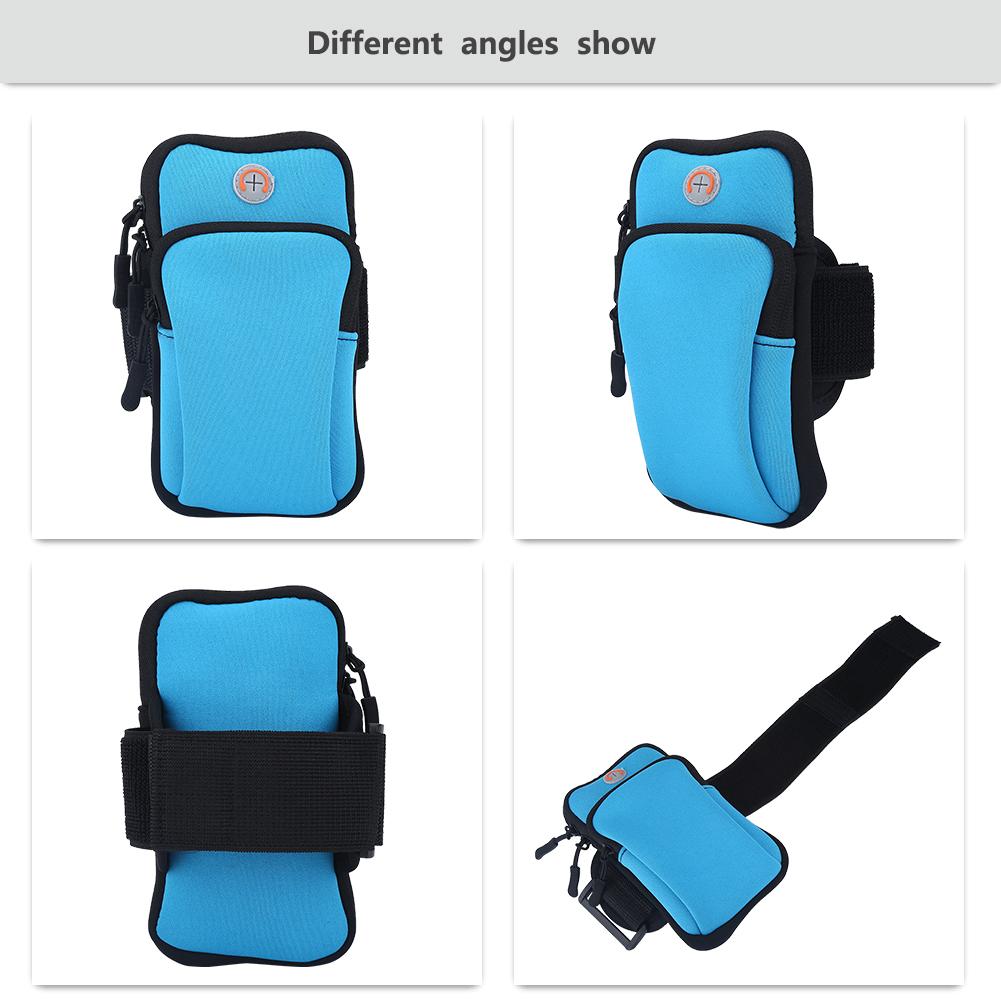 Outdoor Sport Running Jogging Exercise Gym Arm Wrist Pouch Armband Phone Case Bag Blue