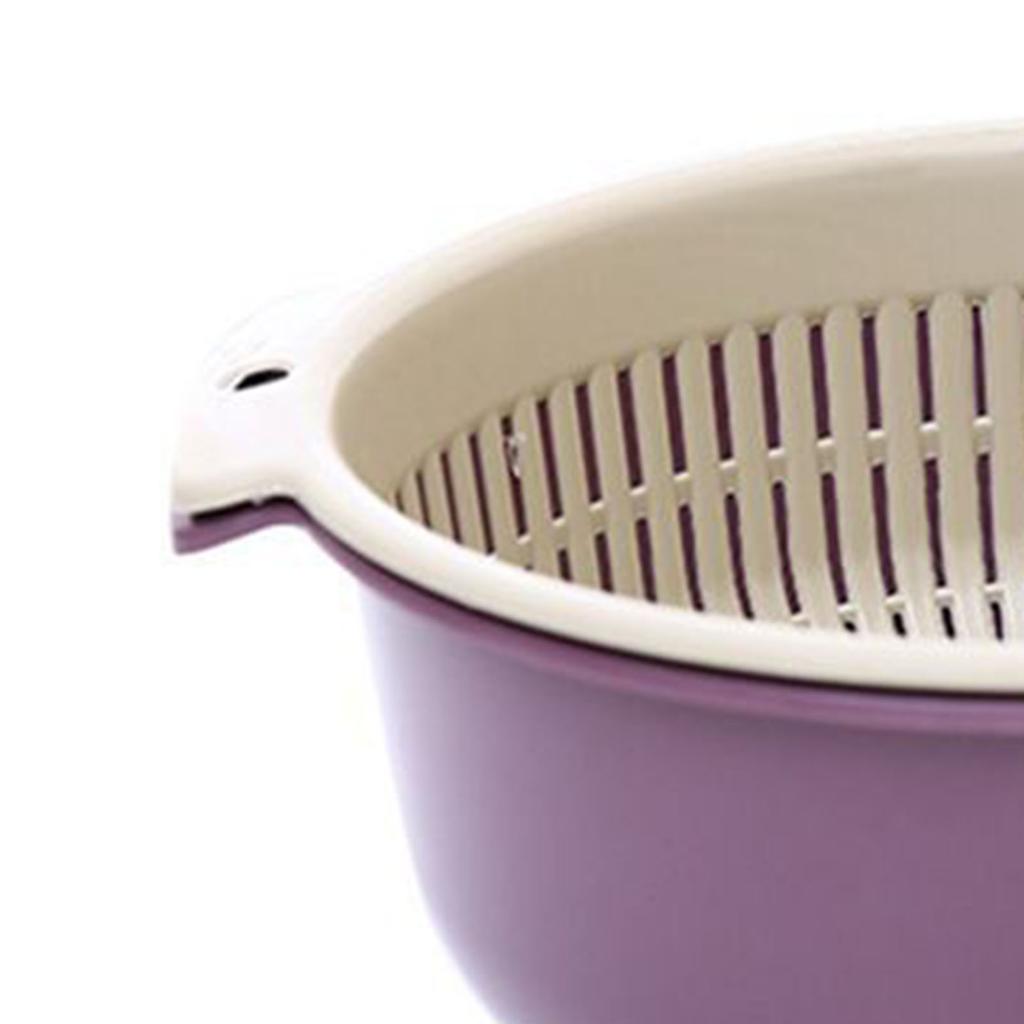 Vegetable Washing Basket Thickened Double Layer Round Multifunctional Plastic Hangable Draining