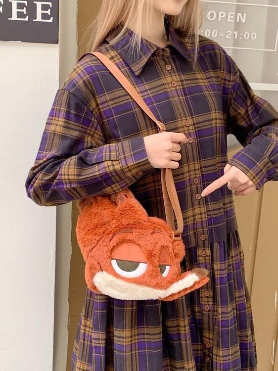 Zootopia Nick Plush Toy Shoulder Bag For Daily Use With Storage And Cute Design