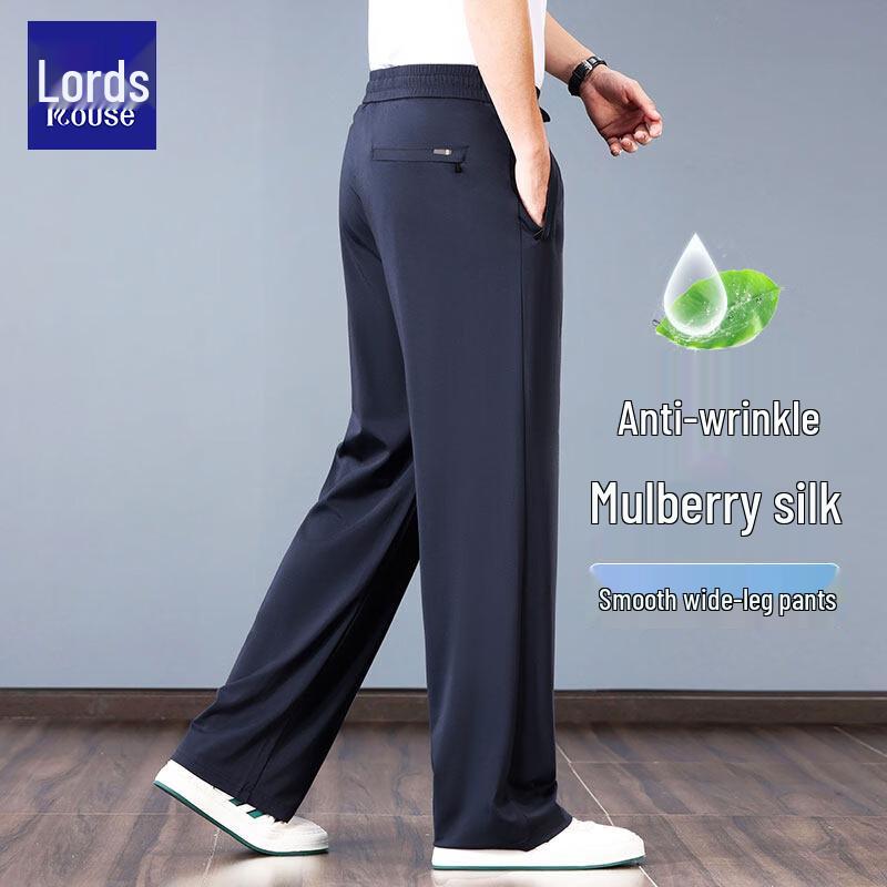 

Luozi Men s Mulberry Silk Blend Anti-Wrinkle Straight Casual Pants M