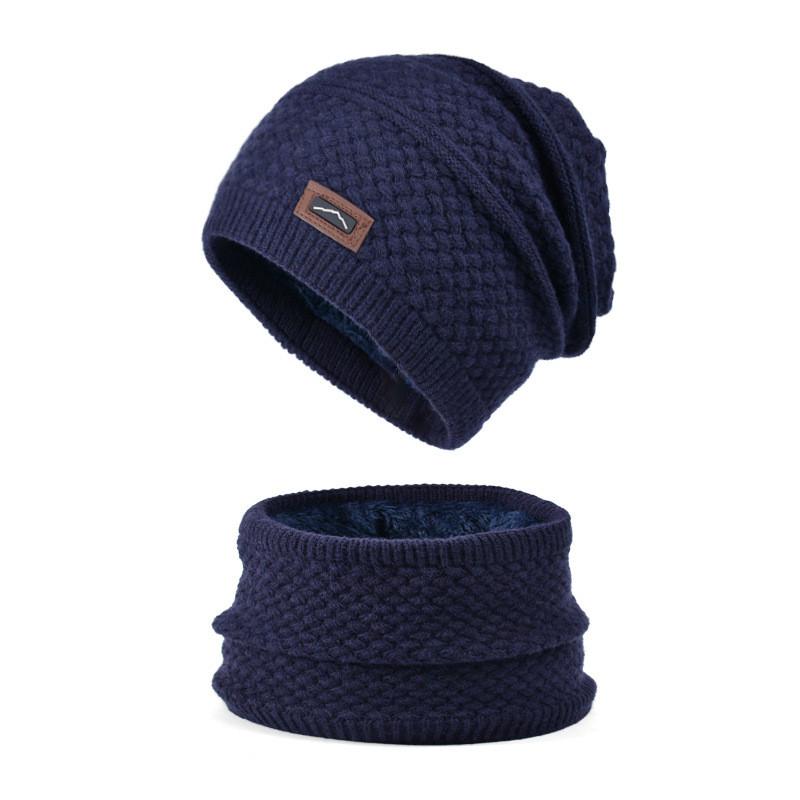 Casual Wool Blend Knit Hat With Neck Warmer For Winter Snow Activities And Commuting