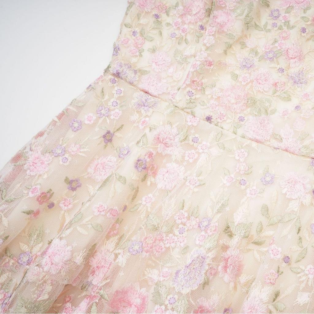 New Chinese Cheongsam Dress, Thin Floral Mesh Skirt, Bridesmaid Dress, Banquet Dress, Skirt