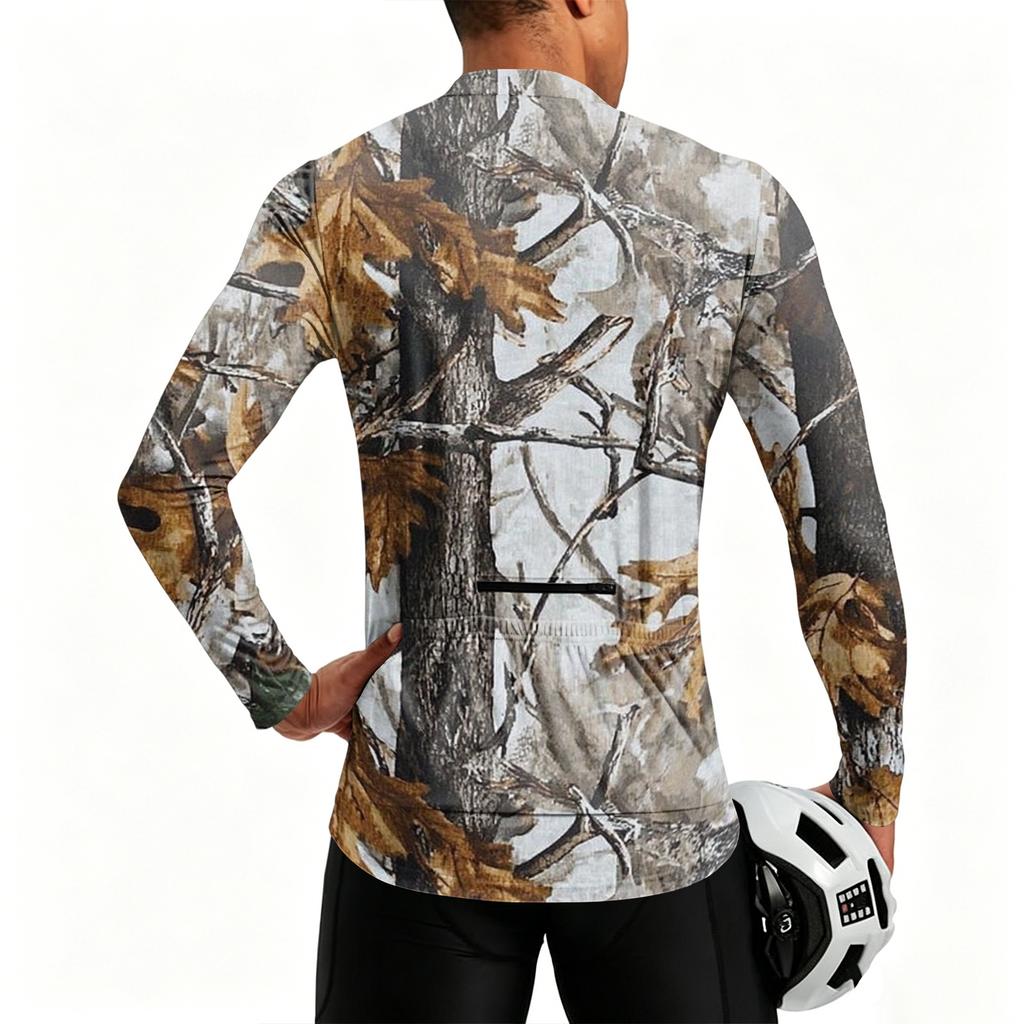 Men's Long Sleeve Cycling Jersey Breathable Quick Dry Zip Front Pullover Lightweight Athletic Top for Outdoor Sports