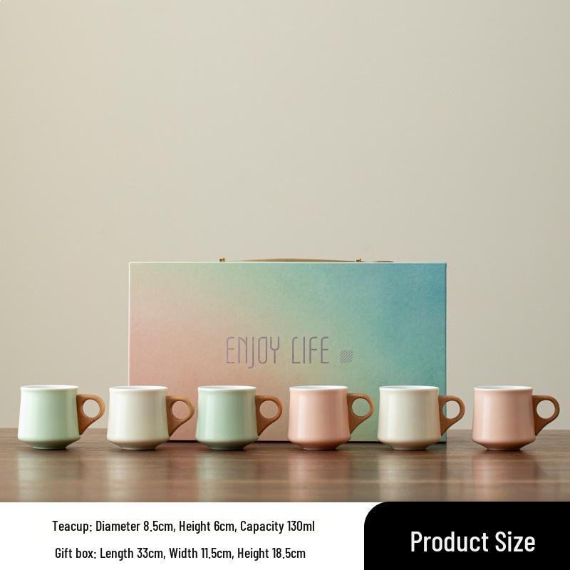 Exquisite Gradient Ceramic Tea & Coffee Cup Set - Perfect for Office or Event Souvenirs, Customizable with Logo.