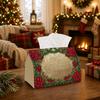 1pc Classic Elegant Botanical Tissue Box - Poinsettia Floral Frame Typography Napkin Storage Box, Suitable for Rolls/Facial Tissues, Multi-Functional 