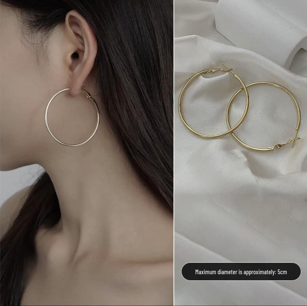 Liu Yifei Inspired S925 Silver Large Hoop Earrings - Elegant Light Luxury Style for Women