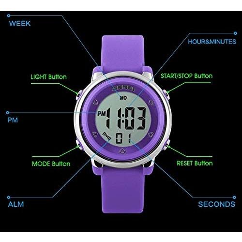 GAWZ JAPAN Kids' & Women's Round Digital Watch with Silicone Band, Perfect for Elementary School Students (Time Pre-Setting, Inspected in Japan), Wate