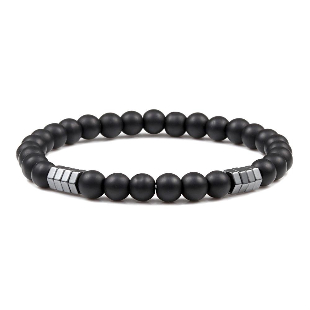 Handmade Black Tiger Eye Stone Beads Bracelet, 6mm Hexagonal Screw Design чёрный