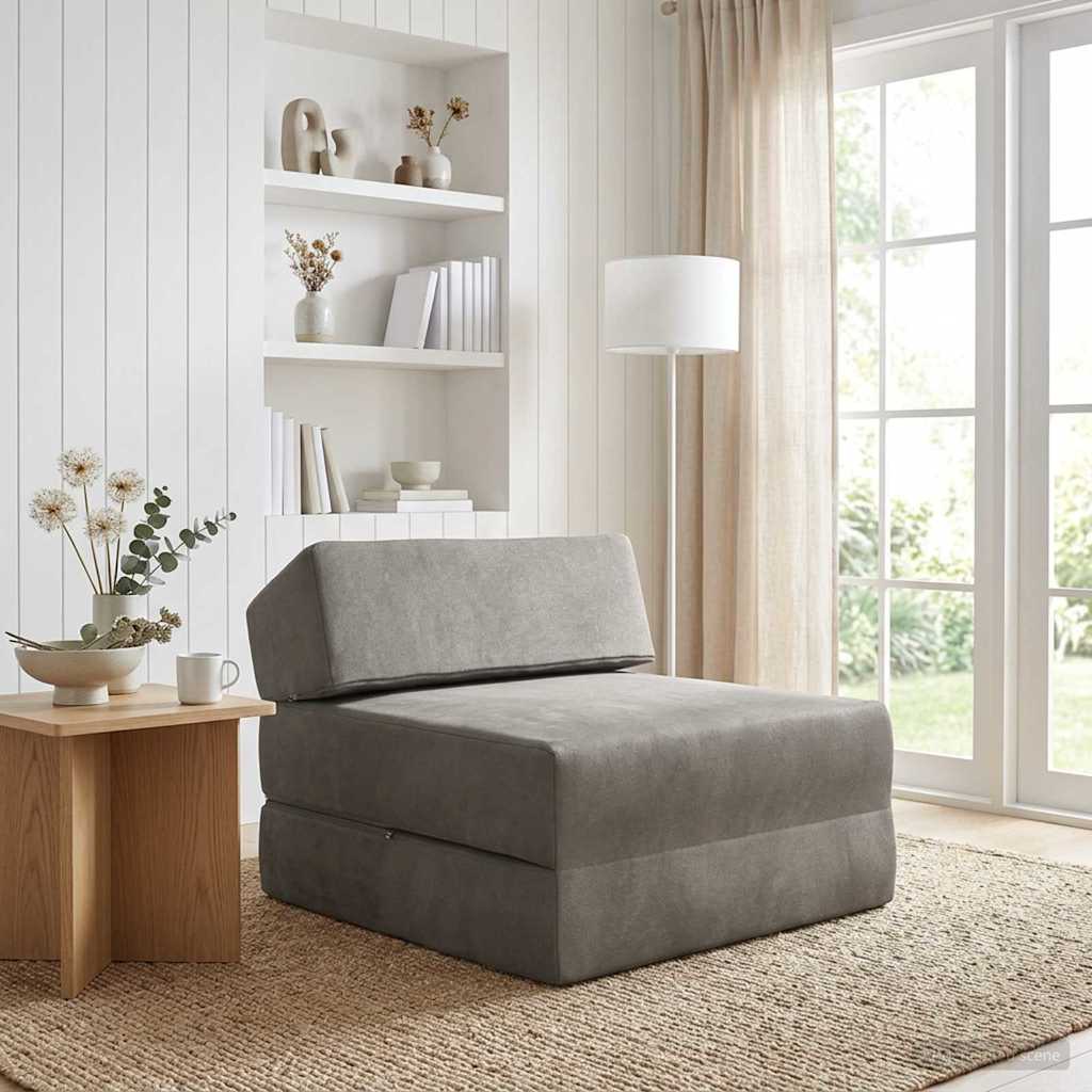 Foldable Sofa Bed Light Grey 60 x 70 x 41 cm Fabric