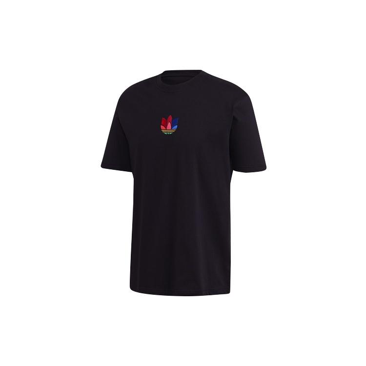 adidas originals 3d Trefoil Tee Casual Logo Round Neck Short Sleeve Black Men s GE0829 S