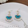 "Haiyu Picking Up Light" Natural Turquoise Tassel Earrings Light Luxury Premium Sense Earrings Retro Ethnic Style Earrings Women