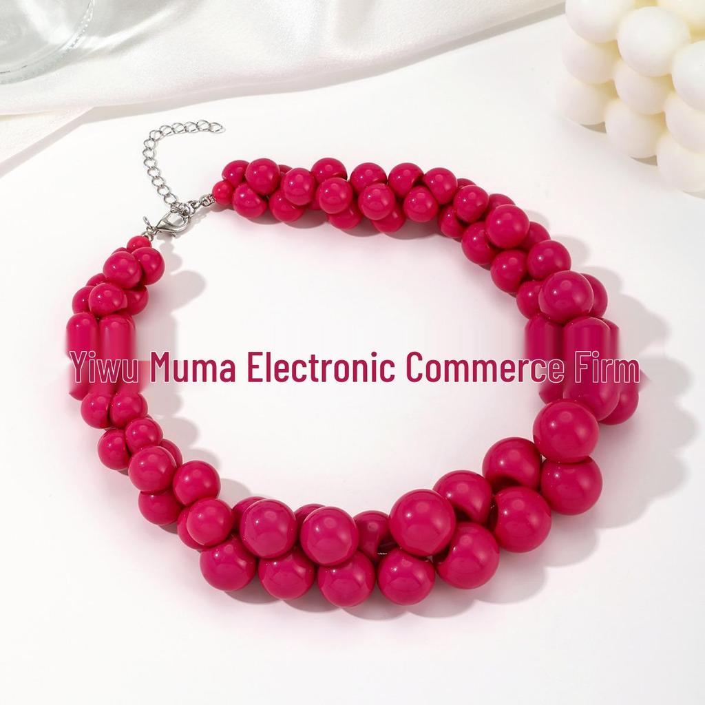 European Acrylic Beaded Necklace: Bold High-End Fashion Statement for Women