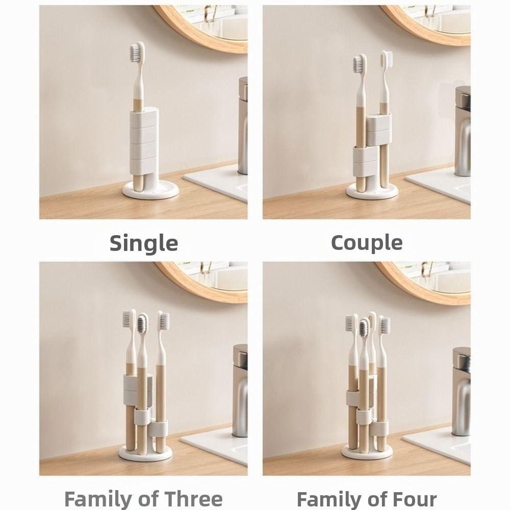 2Pcs 4 Holes Rotating Toothbrush Holder Funny Toothbrush Storage Rack Bathroom Storage