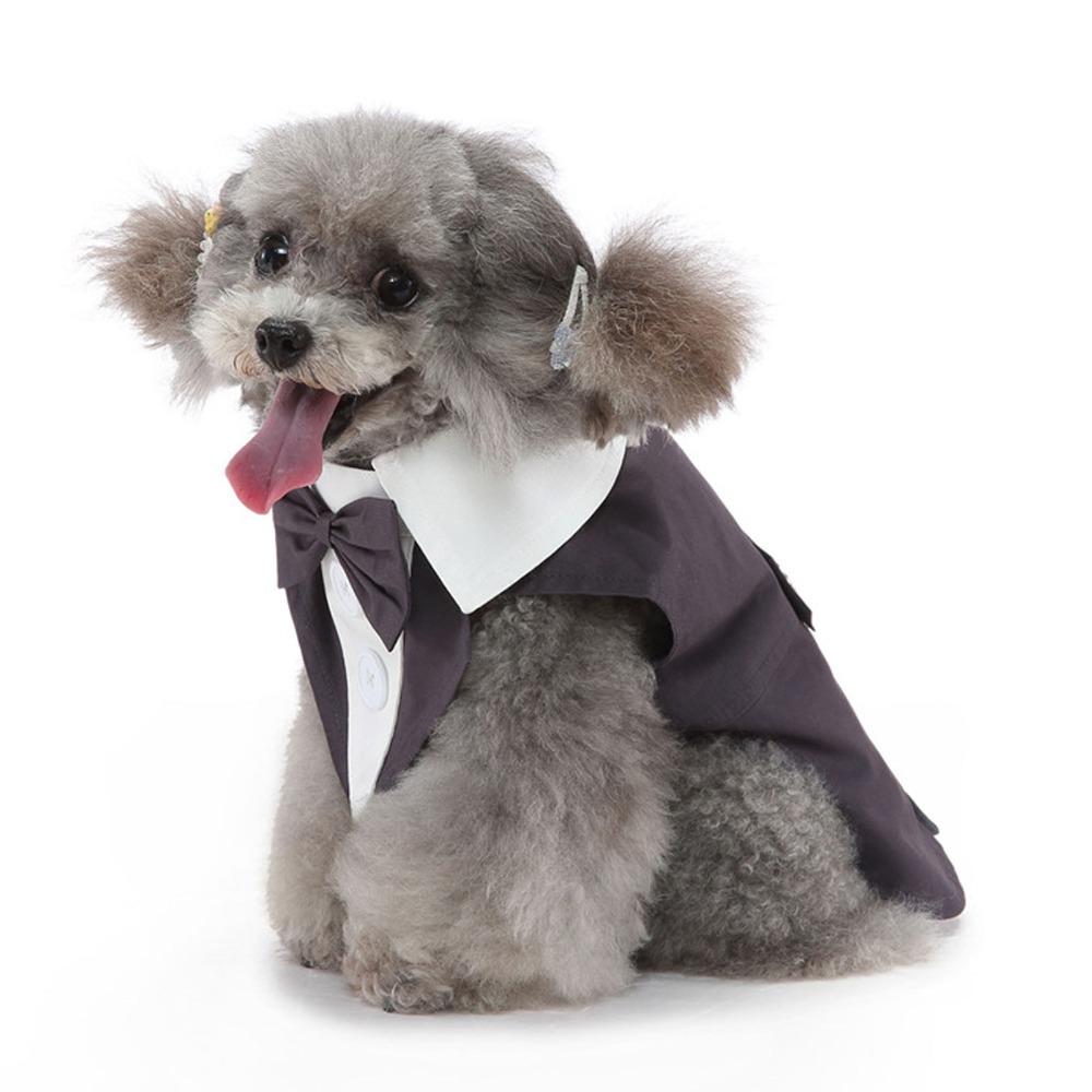Detachable Bow Tie Dog Tuxedo Outfit Smooth Suit Fabric Cat Formal Costume Dog Formal Occasion