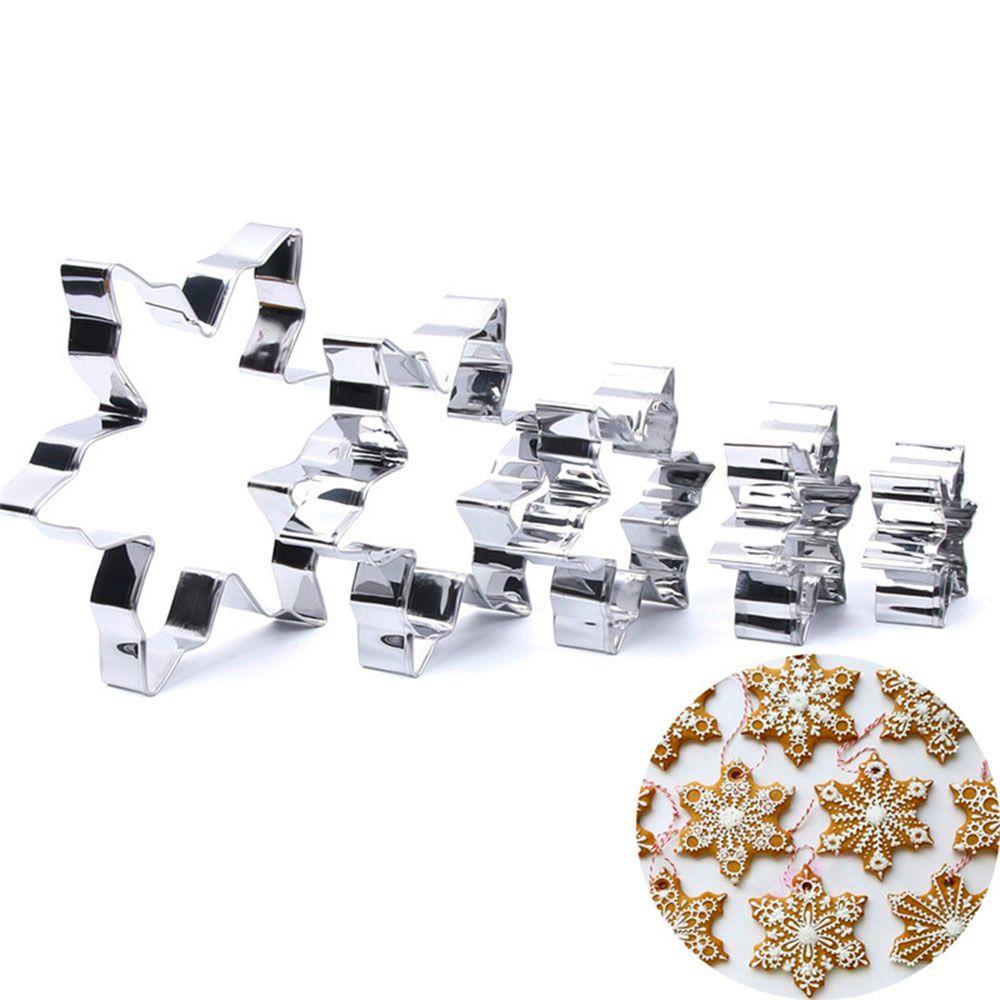 5pcs/set DIY Fondant Cake Decor Snowflake Biscuit Stainless Steel Cookie Cutter Mold