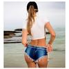 Nuovi Pantaloncini di Jeans Sexy a Vita Bassa da Donna, Vestibilità Aderente con Coulisse e Dettagli Usurati per Abbigliamento da Spiaggia Estivo e Stile Urbano Casual