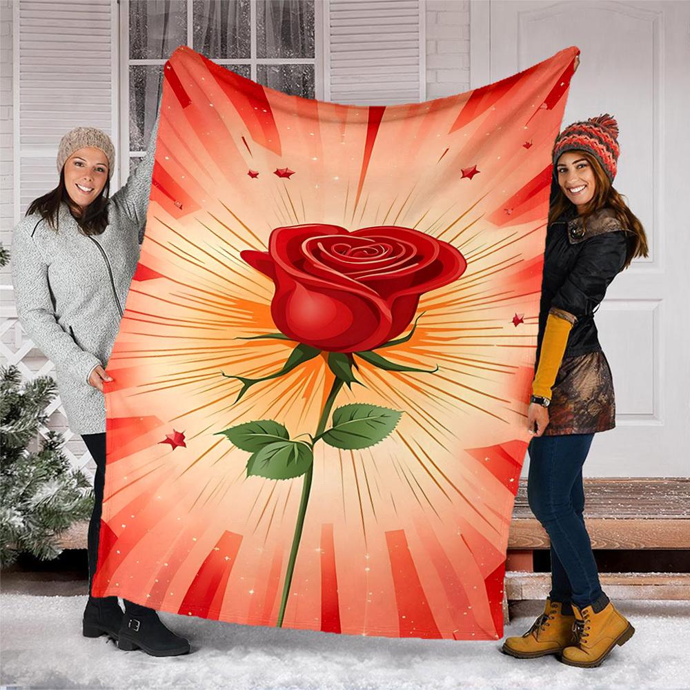 1pc Rose, Valentine Outdoor Blanket - Soft Flannel Cozy for Travel & Camping - All-Season Warm Bed Cover, Machine Washable yy251229091