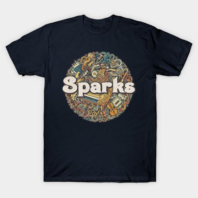 Men Black Print T-shirt Retro Doodle Sparks No-Cut Transfer Paper Print Cotton Tshirt