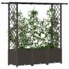 Elevated Planter with Trellis and Hanging Roof Brown 162.5 x 40 x 138 cm PP