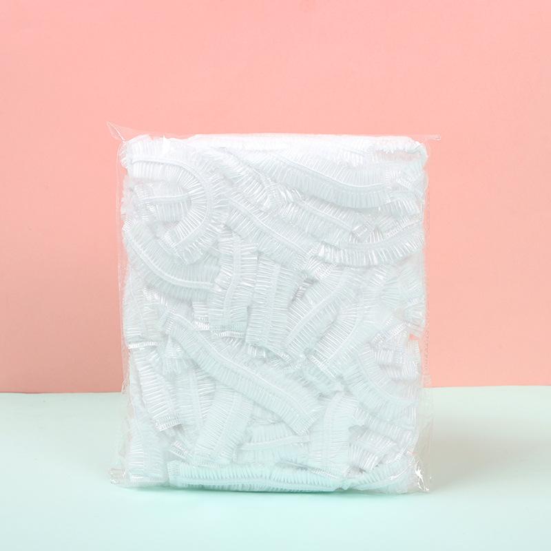 100pcs Shower Cap Head Cover Elastic Plastic Thickened Pink Round Cover Food Kitchen Bathroom Accessories Food Preservation Bag