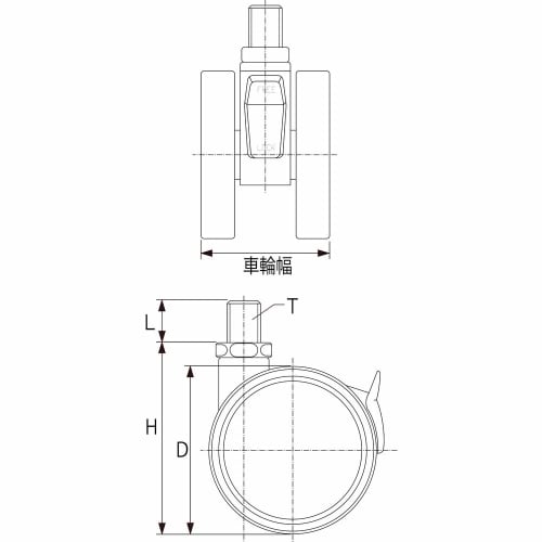 TRUSCO Screw-in Twin Wheel Caster Elastomer Wheel with Swivel Stopper 60 M10 TDES60-M10