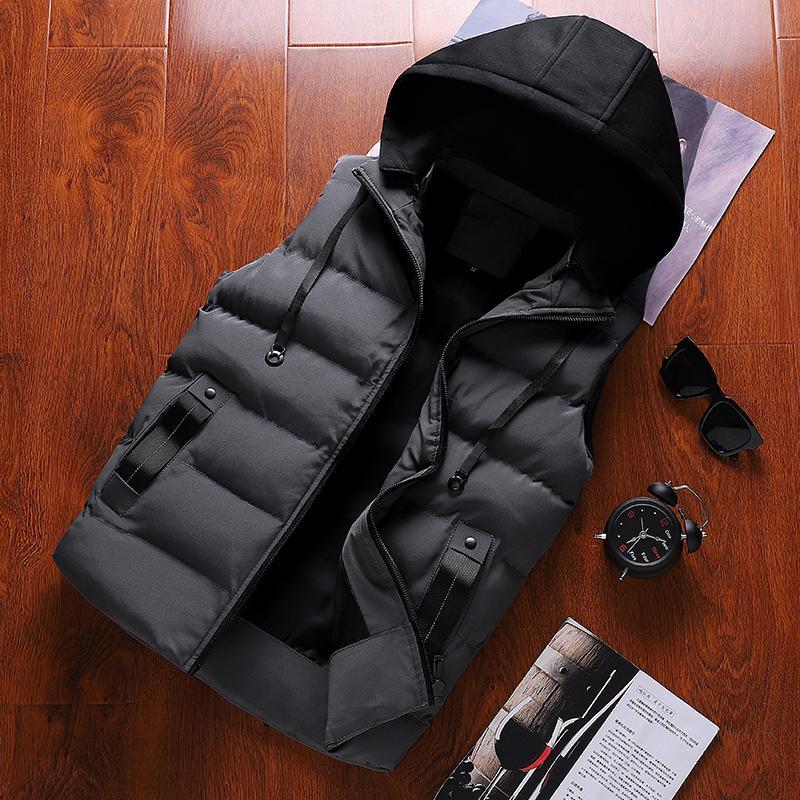 

Men s Hood Jacket Vest Winter Waterproof Warm Sleeveless Hooded Casual Vest XS