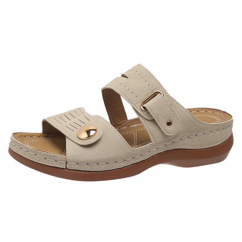 

Мода 2024 года. Трендовые босоножки. Женские летние туфли. Женские элегантные босоножки на низком каблуке. Летние тапочки. Босоножки на танкетке Zapatos Mujer. 37 бежевый