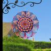 Vibrant 10-inch Mandala Wind Spinner – 2D Kinetic Metal Art with Colorful Floral Design, 360° Rotating Hook for Garden