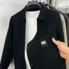 Knitted High-end Cardigan Men's Solid Color Lapel Sweater New Coat Autumn Trendy Casual Versatile Top