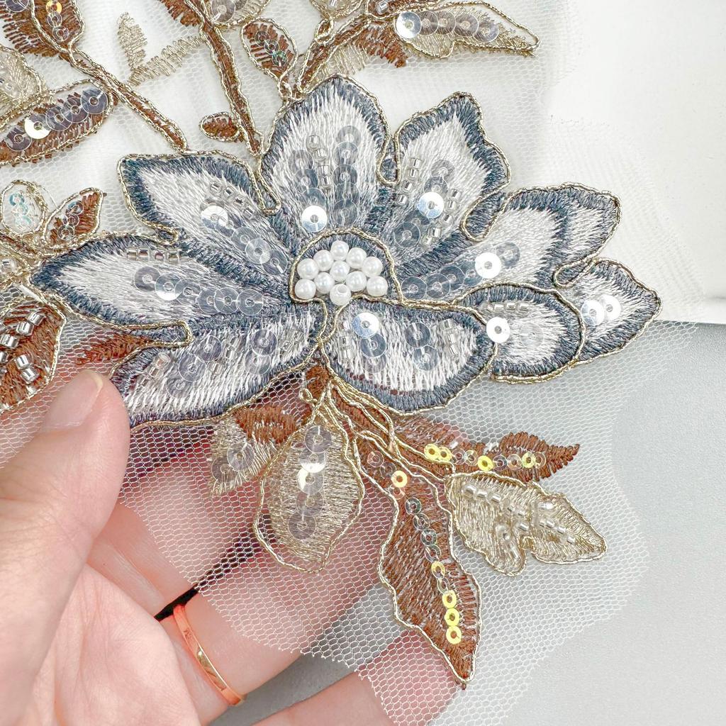 Embroidery Applique Multi-Color Three-Dimensional Flower Bead Sequined Cloth Sticker Clothing Top Skirt Luggage Cloth Sticker Accessories