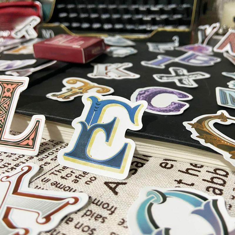 52pcs Vintage Letters Mini Box Stickers Scrapbooking Junk Journal Creative Stationery Decorative Sealing Stickers