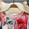 Summer Flower Series Elegant Print Fairy New Seaside Holiday Bell Sleeve Flowy Chiffon Dress