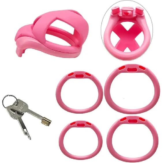 Ergonomics Small Male Chastity Cage Pink Chastity Device Invisible Lock for Man Penis Exercise Bondage Gear Cock Cage Sex Toys