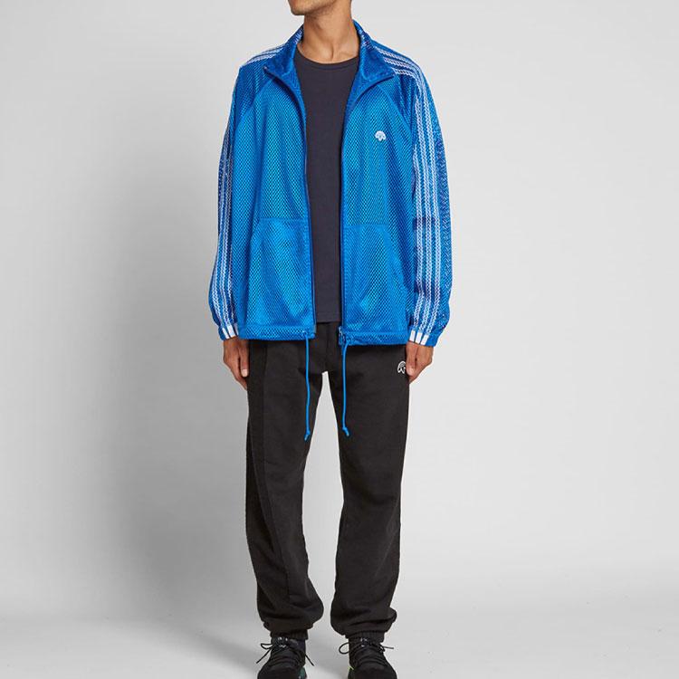 Adidas Originals X Alexander Wang Logo Patch Zip Retro Sports Stand Collar Jacket Men Jacket Blue CV5288