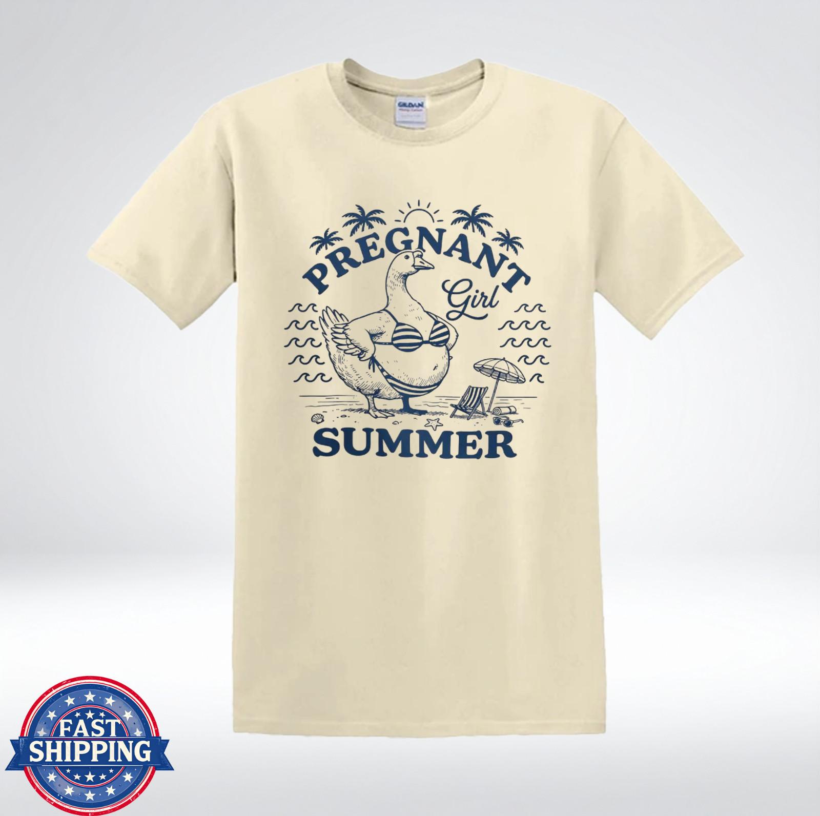 Funny Mom To Be Beach Shirt Pregnant Girl Summer Goose T-Shirt M