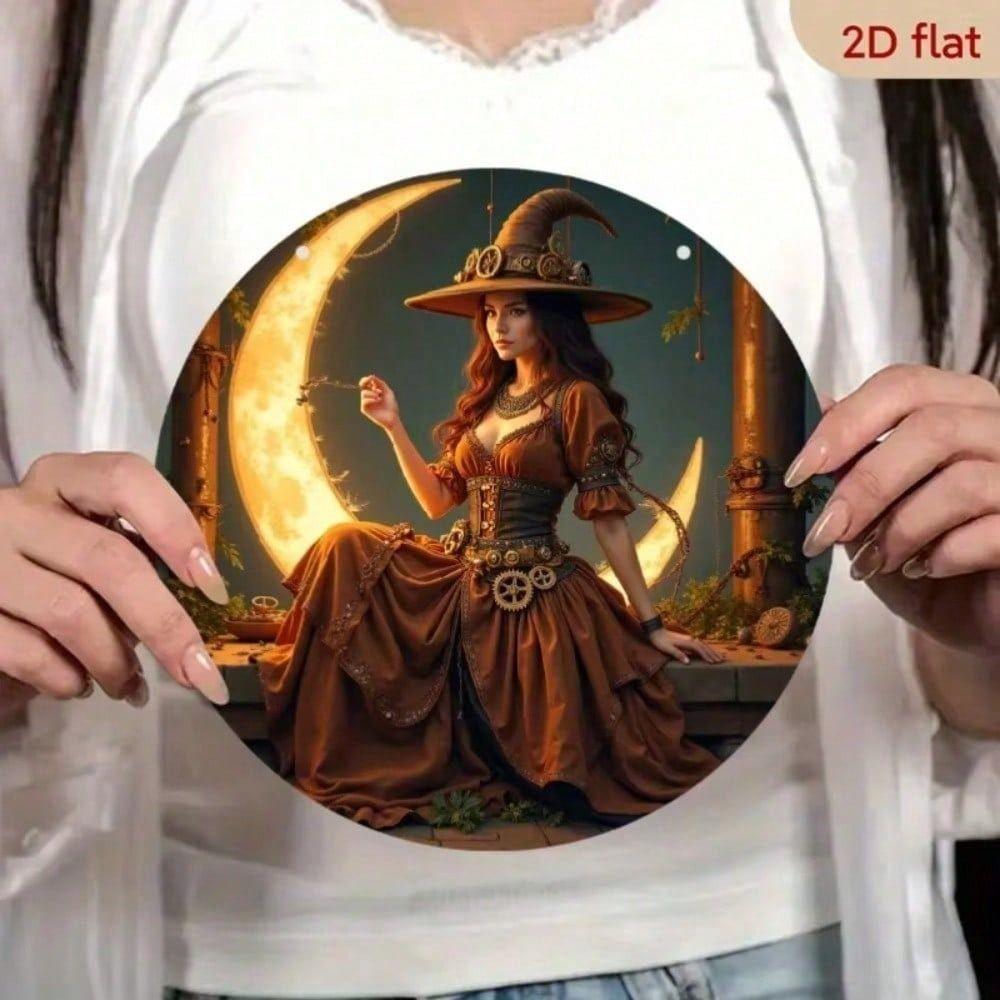 Metal Wall Poster Halloween Gothic Witch Pumpkin Vintage Aluminum Tin Sign for Living Room