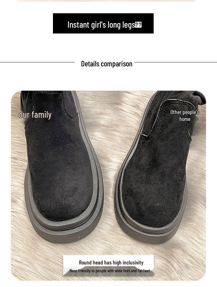 Women's 2025 Aut/Win Thick-Soled Over-the-Knee Foldable Knight Boots - Chunky Heel in Black/Khaki