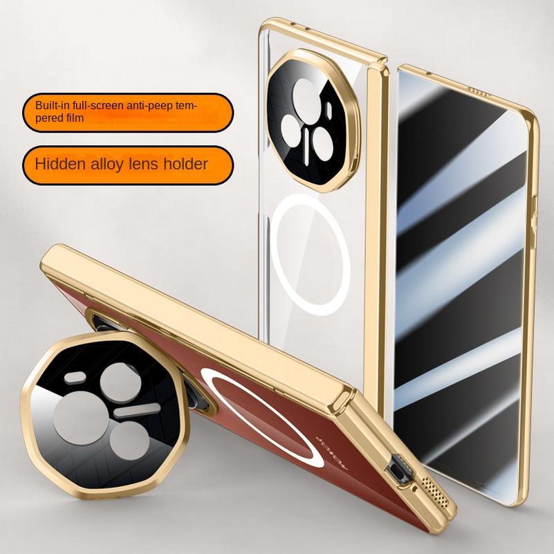 Magsafe Magnetic Transparent Privacy Screen Tempered Glass Protector Case For Honor Magic V3 Spring Hinged Holder Back Cover