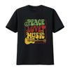 Frieden Liebe Musik Gitarre Hippie Flower Power Kinder T-Shirt für Kinder mit Retro und Musikalischen Ele