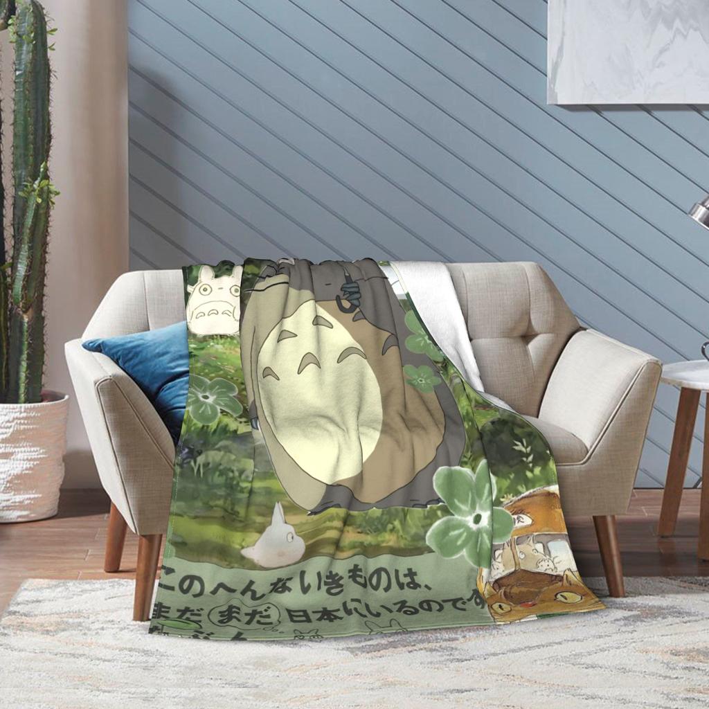 Super Soft Susuwataris Anime Movie TTotoroes Throw Blanket Premium Fleece Flannel Bed Blanket Cozy Plush Blankets All Season
