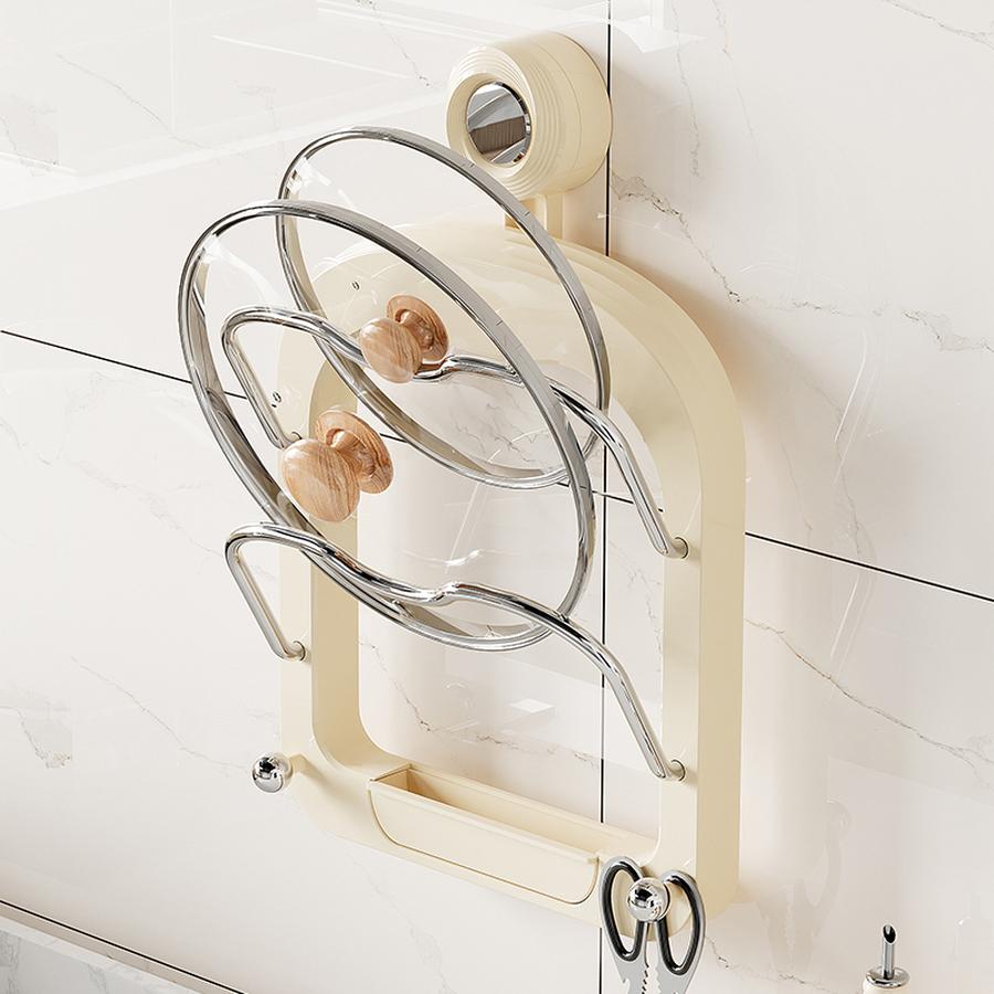 Multi-Layer Pot Lid Rack Kitchen Wall Mounted Cutting Board Holder with Hooks Multi-Functional Draining Shelf & Cutting Board Storage