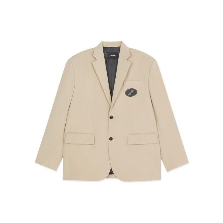 We11done Fw22 Solid Color Logo Print Single Breasted Suit Unisex suit Off-White WD-JK4-20-715-U-BG