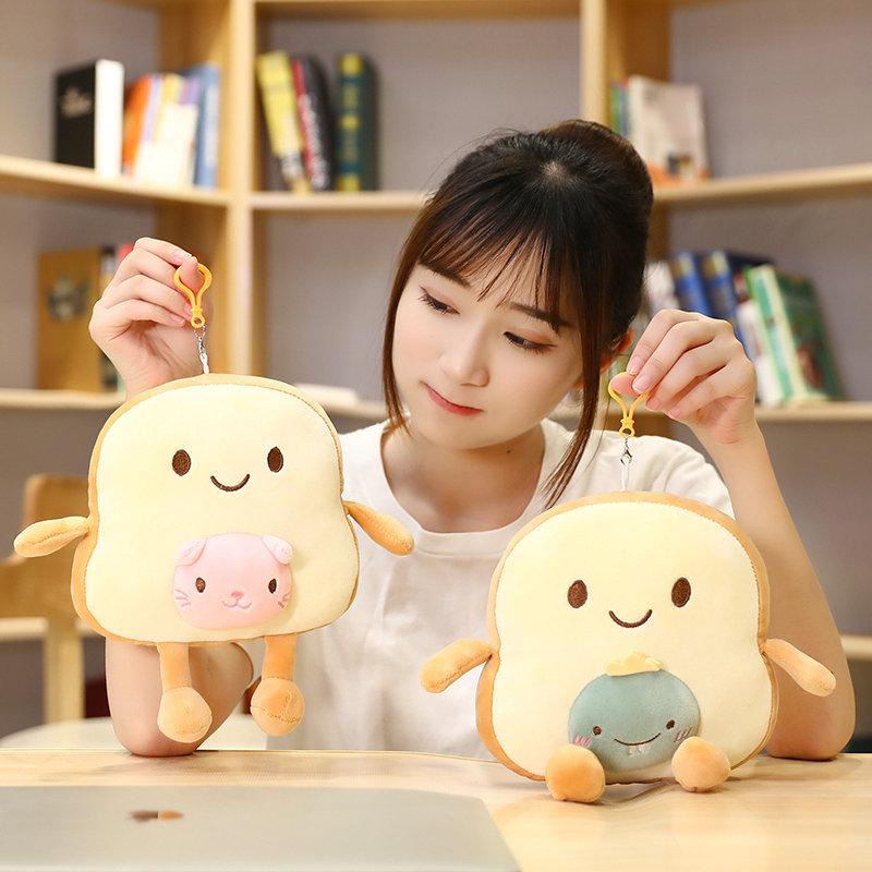Simulation Kawaii Bread Dinosaur Toast Pendant Plush Toys Cute Doll Soft Food Cushion Pillow Birthday Gifts