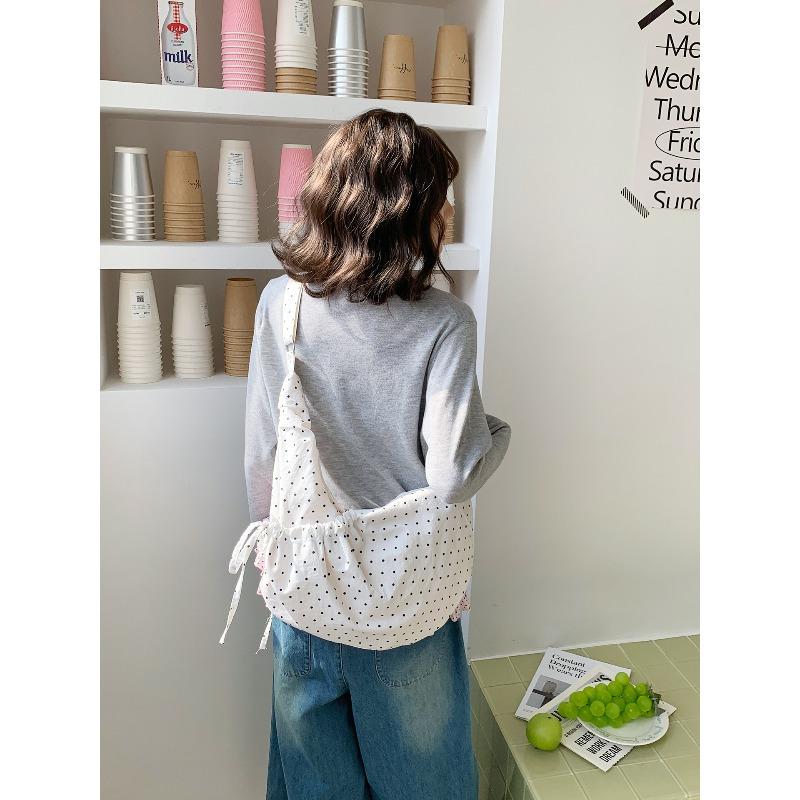 Early spring new small fresh polka dot messenger bag wrinkled croissant bag niche design shoulder bag women