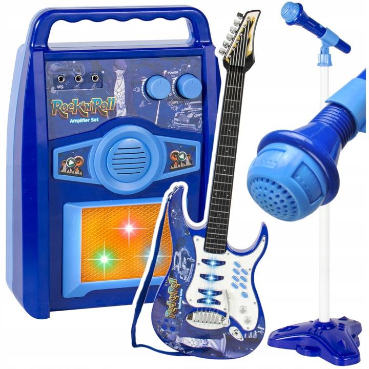 Gitara Elektryczna Duża Dla Dzieci Mikrofon Statyw Wzmacniacz Instrument