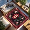 Alfombra de Área Floral Vintage Lujosa Antideslizante Lavable a Máquina Felpudo para Decoración de Sala de Estar Dormitorio Oficina Alfombra Lavable