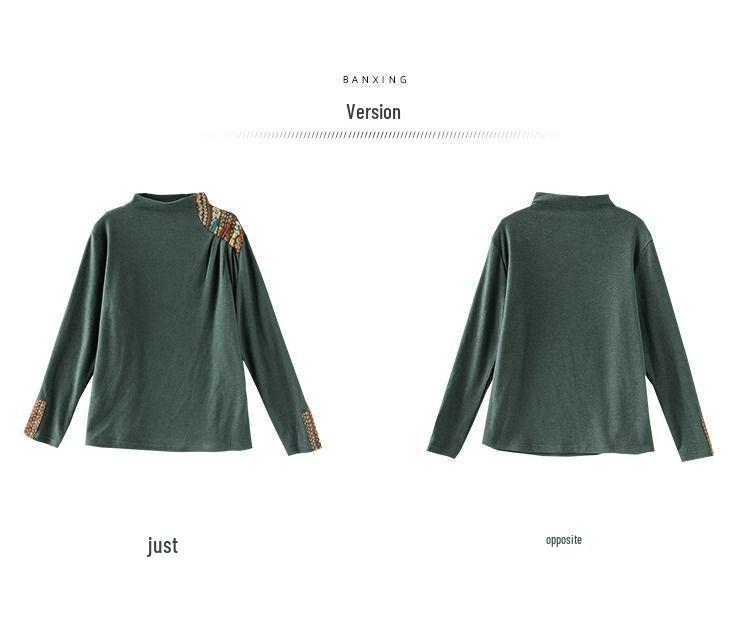Ethnic Style Retro German Velvet Women's Sweatshirt, 2024 Autumn/Winter, Loose Stitching Pullover, Warm Base Layer