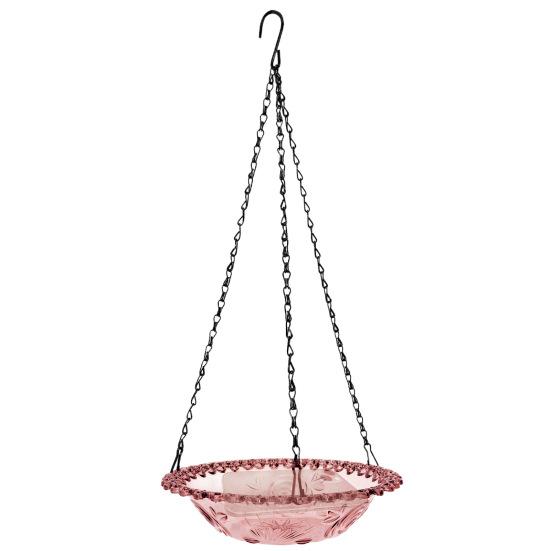 Heavy-Duty Outdoor Bird Bath Water Feeder with Rust-Proof Black Chains Hanging Bird Bath Hummingbird Feeder